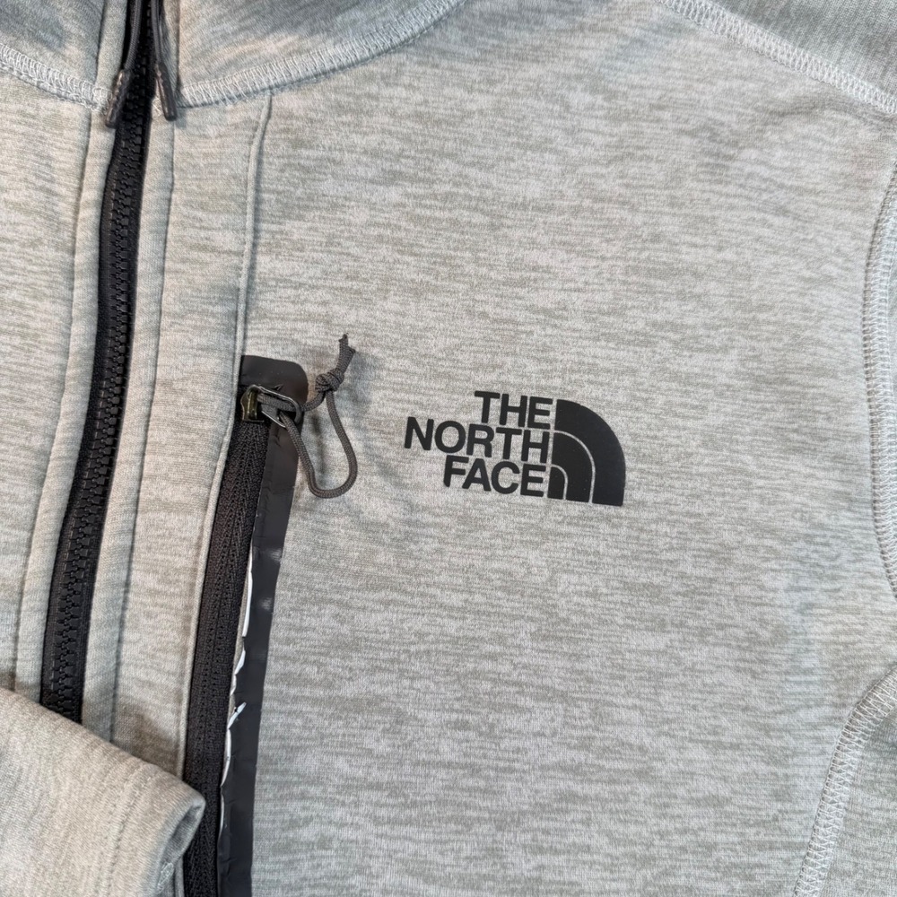 The North Face Mens Quarter Zip Fleece Pullover Grey Heather Chest Pocket Medium - Picture 8 of 8